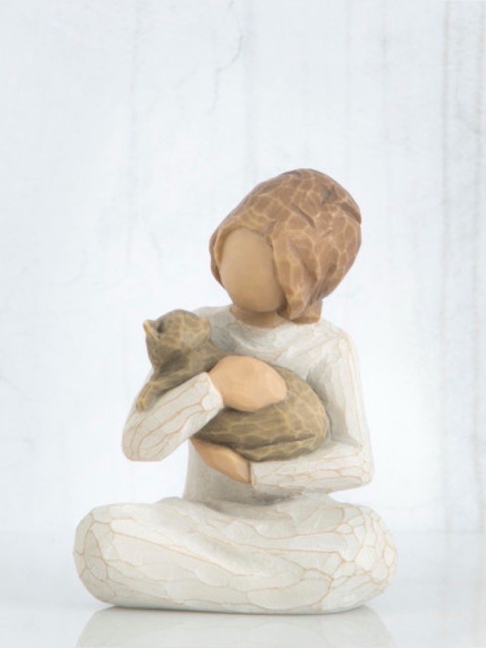 Willow Tree Kindness Girl Holding Cat Figurine